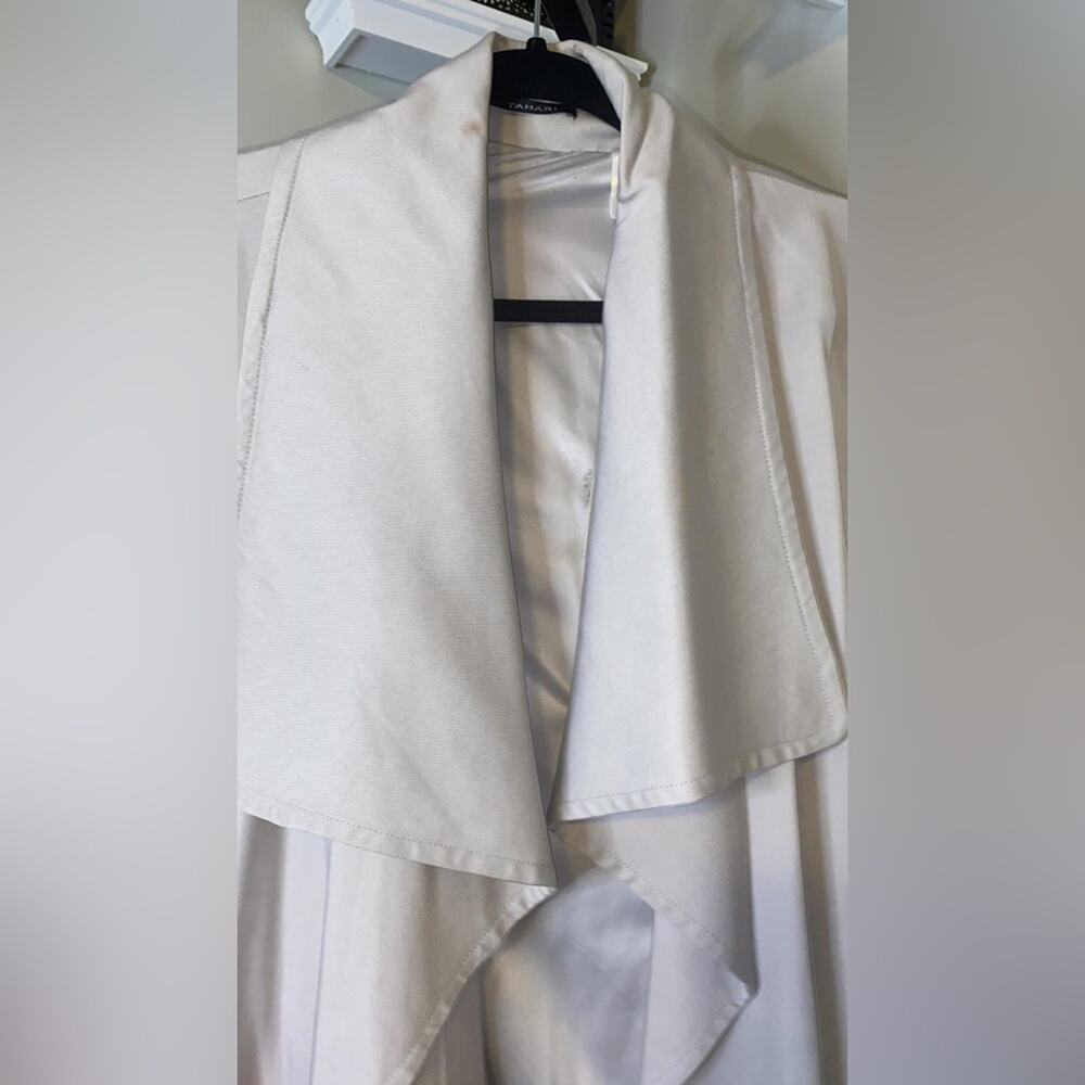 Women's cardigan, with flap, open front, thin, long sleeves, irregular hem - Picture 7 of 12